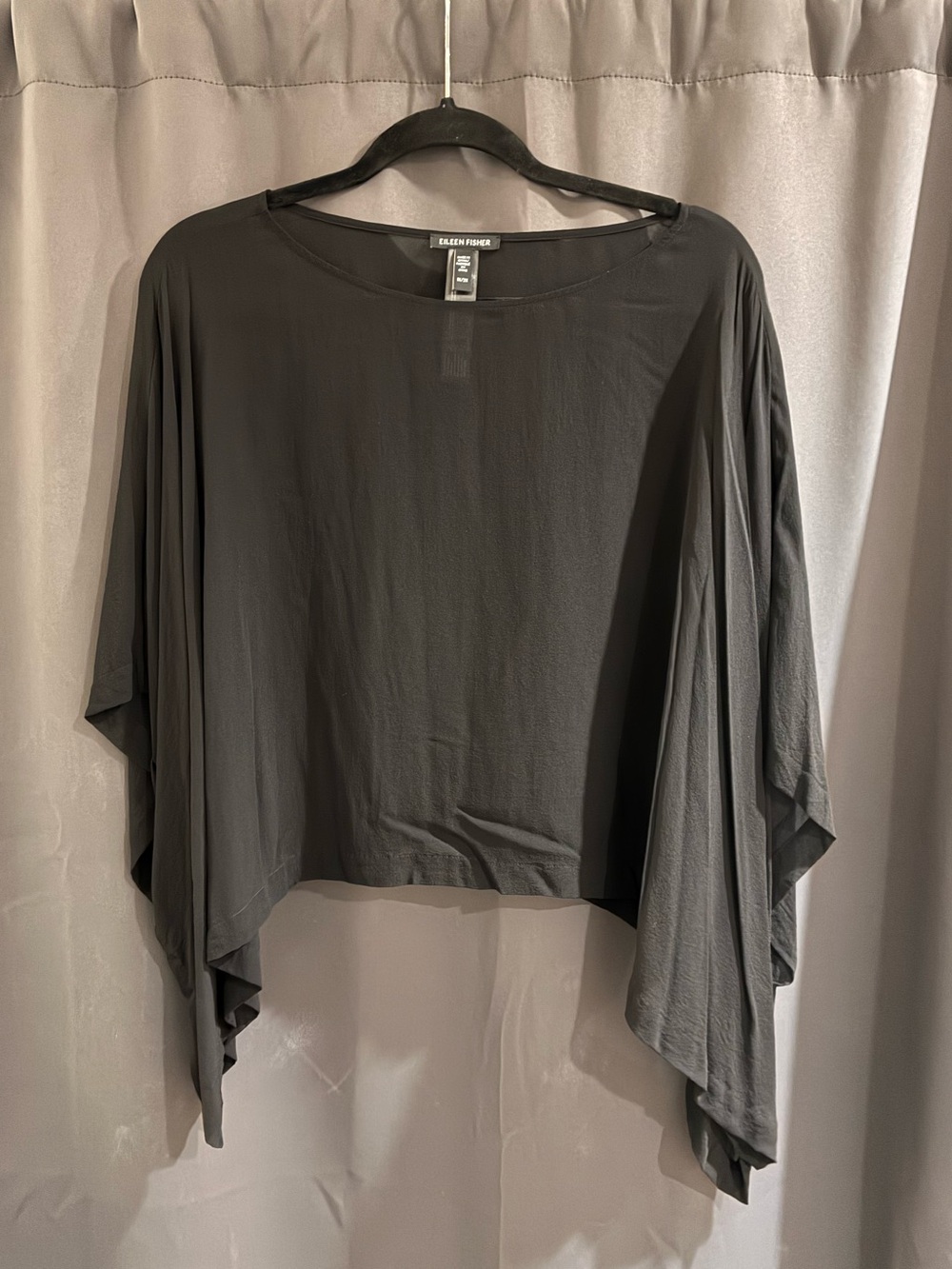 Eileen Fisher draped sheer poncho top, 1X/2X - Picture 4 of 6
